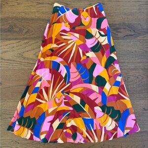 Farm Rio Vibrant Multicolor Tropical Print A-Line Skirt